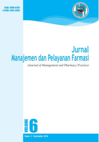 Jurnal Manajemen dan Pelayanan Farmasi Volume 6, Nomor 3, September 2016