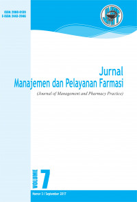 Jurnal Manajemen dan Pelayanan Farmasi Volume 7, Nomor 3, September 2017